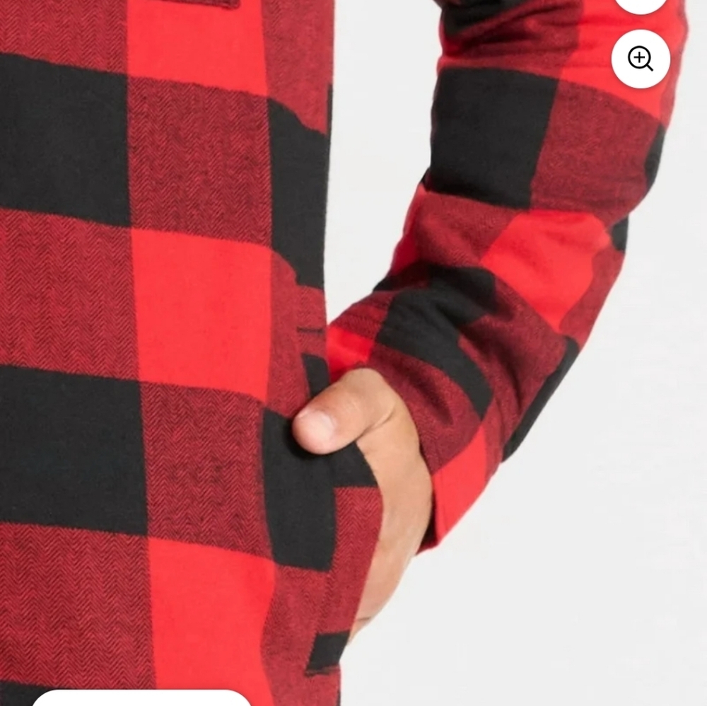 George Men's New Red and Black Checkered Shirt Jacket Long Sleeves Sz XL - Picture 5 of 16